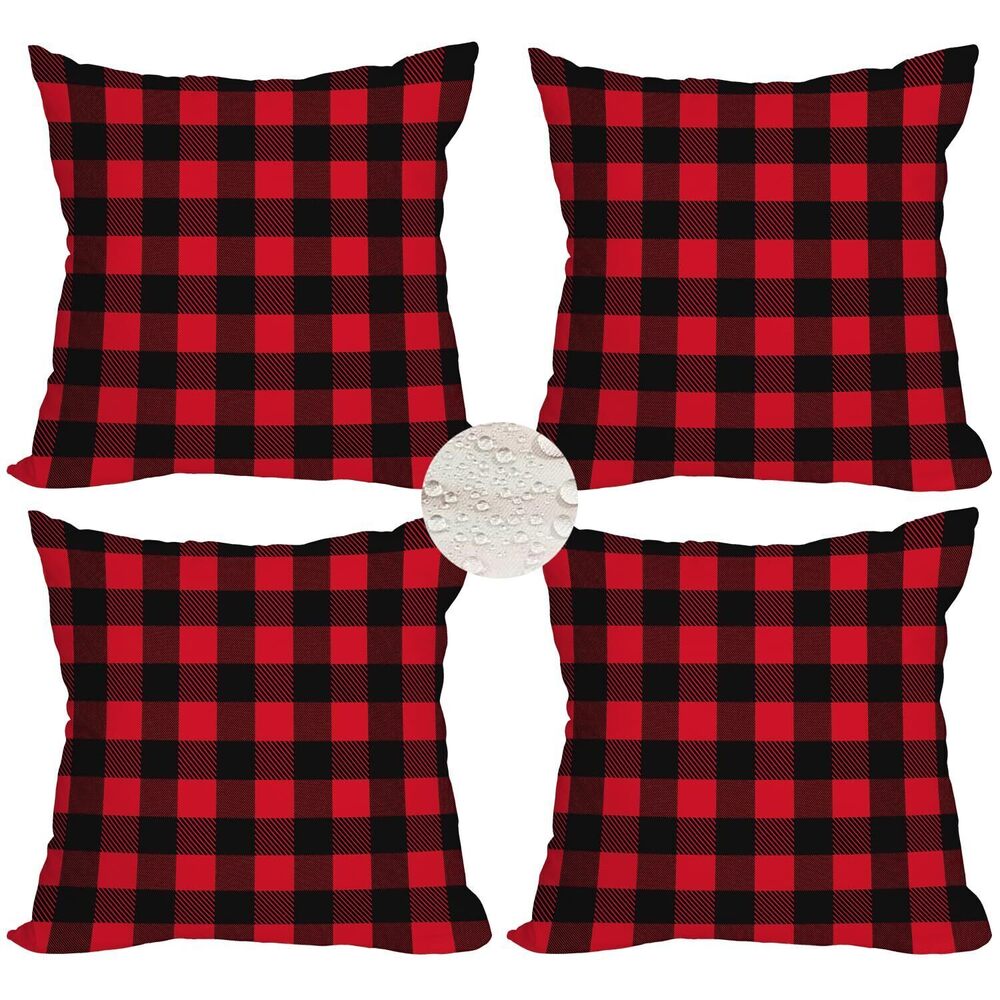 3769 Outdoor Waterproof Christmas Pillow Covers 18x18 Inch Set of 4 Double